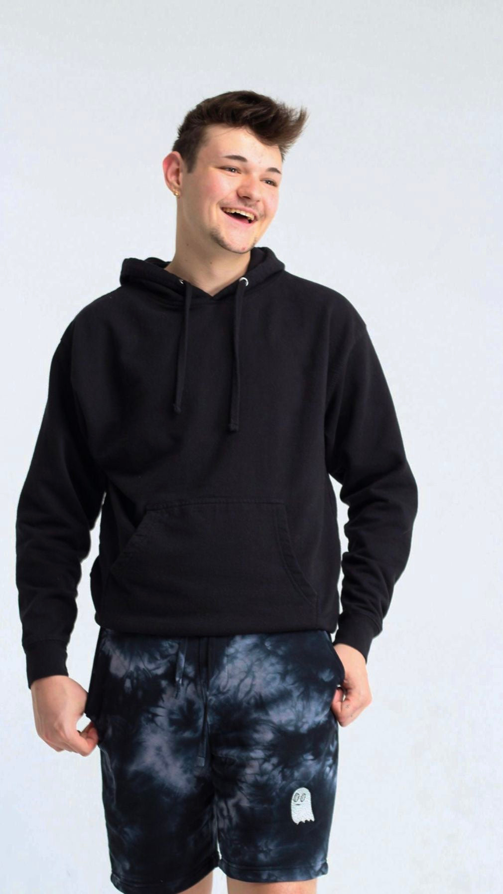 Unisex Black tie dye shorts