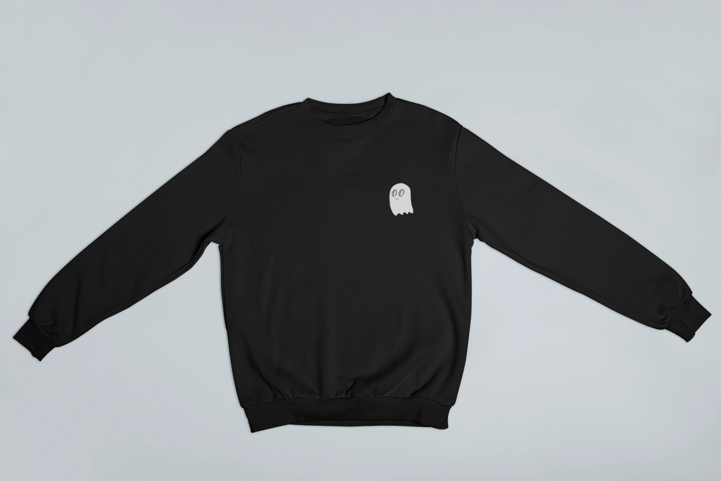 Unisex Embroidered Ghost Crewneck Black
