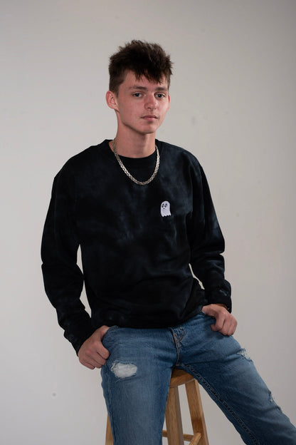 Unisex Black tie-dye crewneck