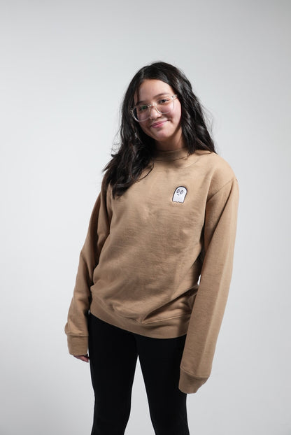 embroidered ghost crewneck nude