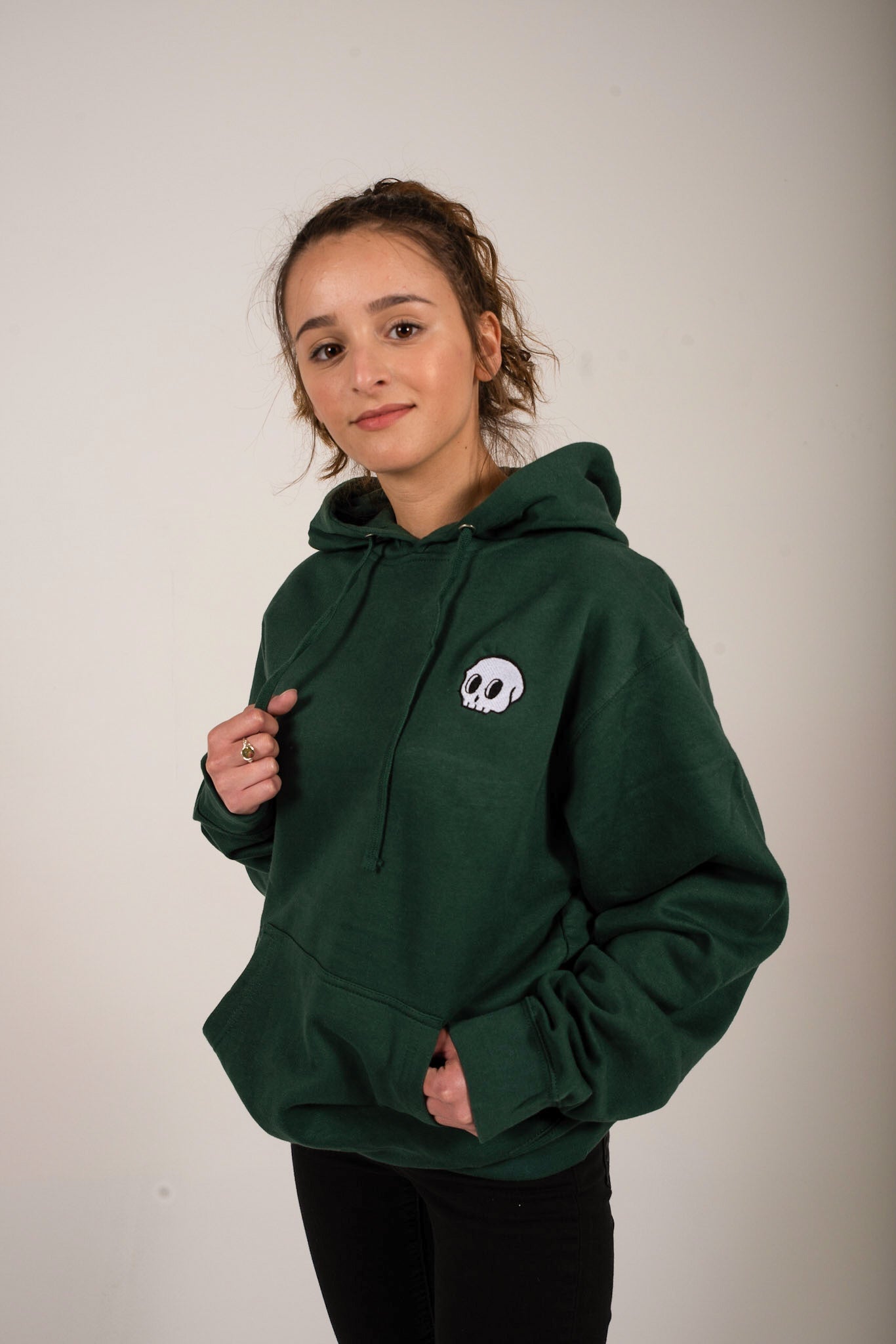 forest green skull hoodie