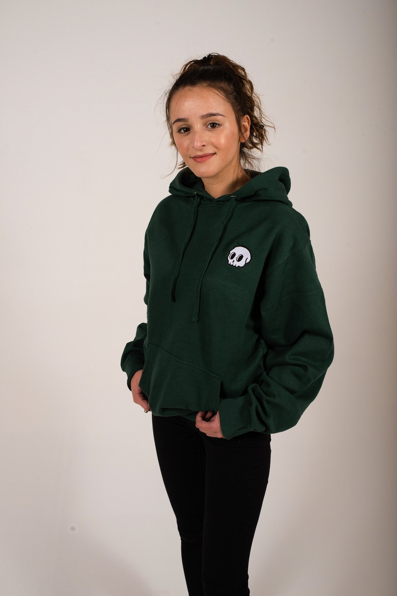 Unisex Forest green skull hoodie Forgotten Happiness