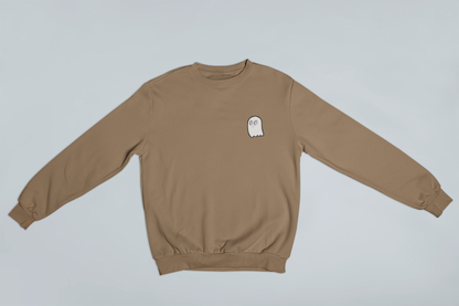 embroidered ghost crewneck nude