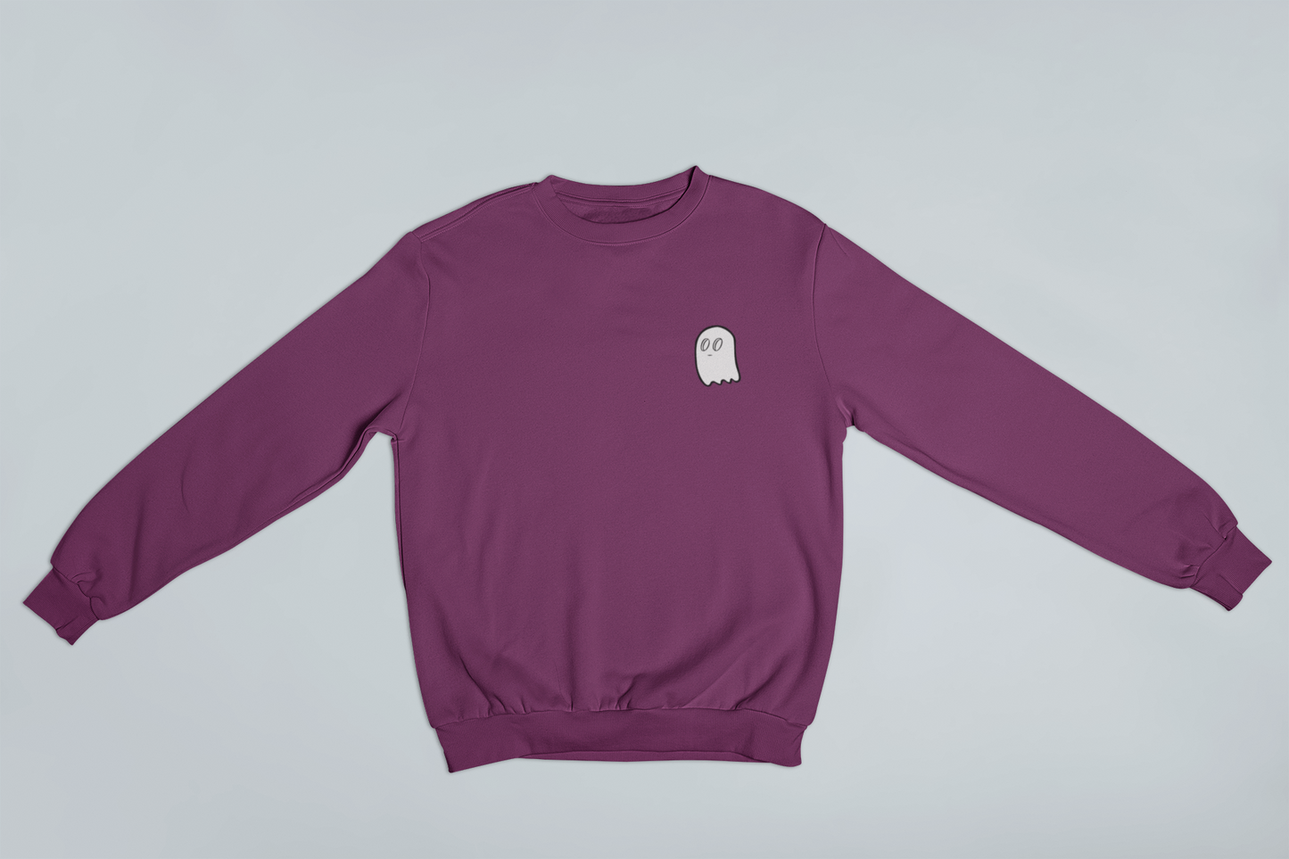 embroidered ghost crewneck maroon