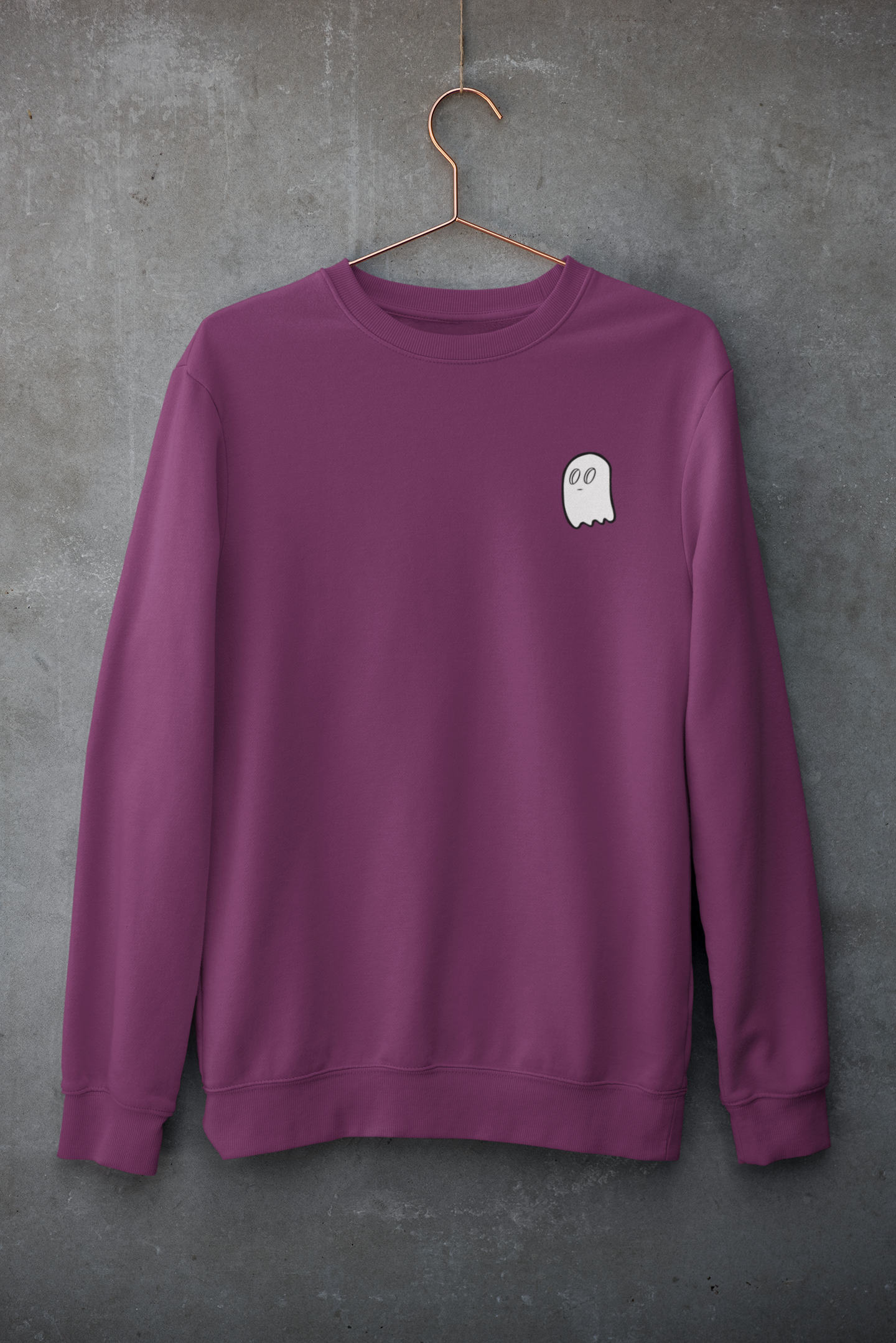 embroidered ghost crewneck maroon