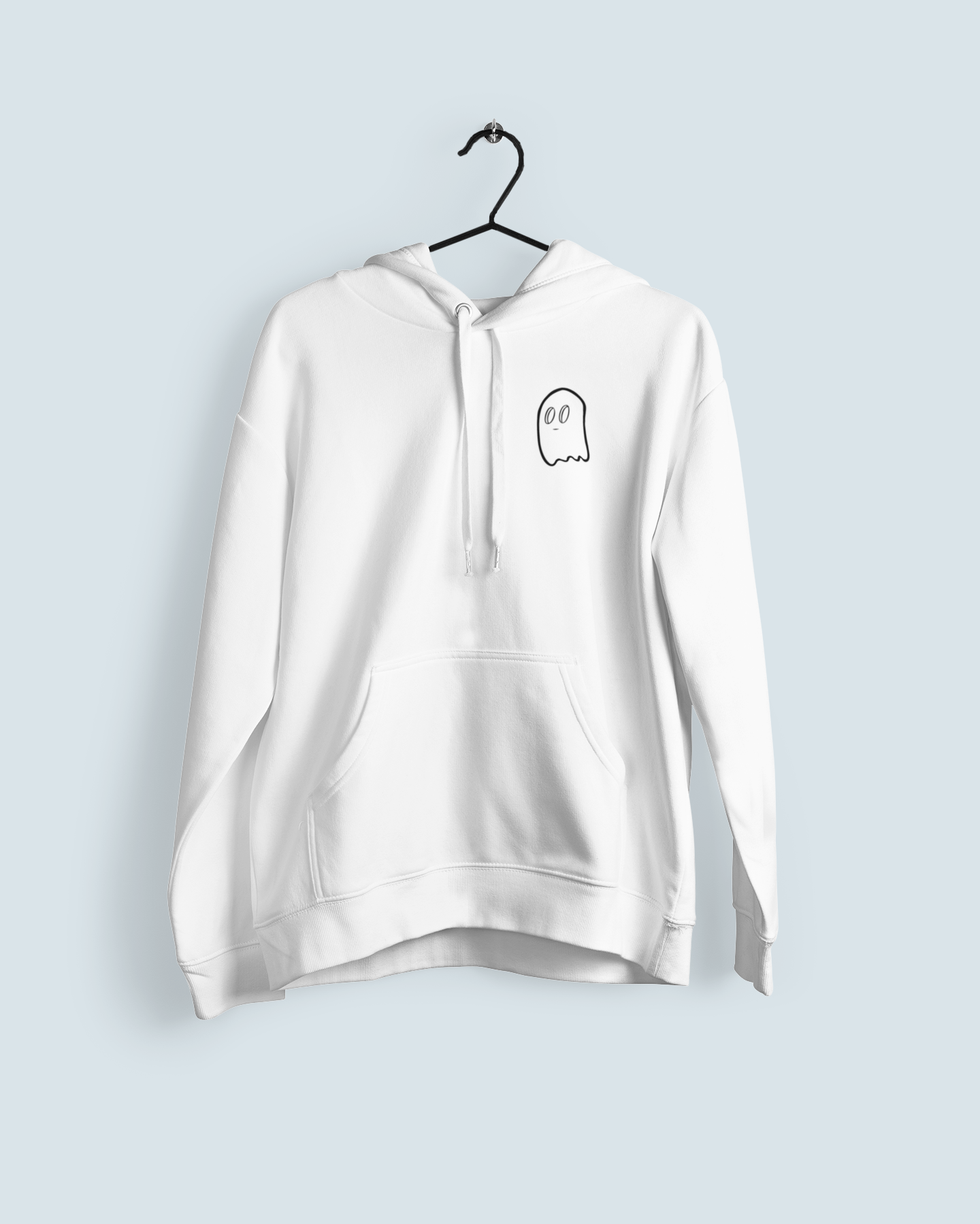 Unisex Embroidered Ghost Hoodie White